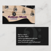 Bass Guitar Headstock Met Naam Visitekaartje (Voorkant / Achterkant)