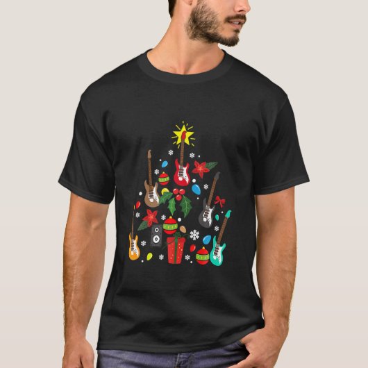 Bass Guitar-kerstboom Guitar Player Musicus T-shirt (Voorkant)