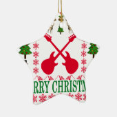 BASS GUITAR MERRY CHRISTMAS . KERAMISCH ORNAMENT (Rechts)
