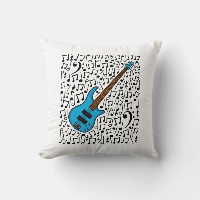 Bass Guitar Musical Notes Bassist Musician Kussen (Voorkant)