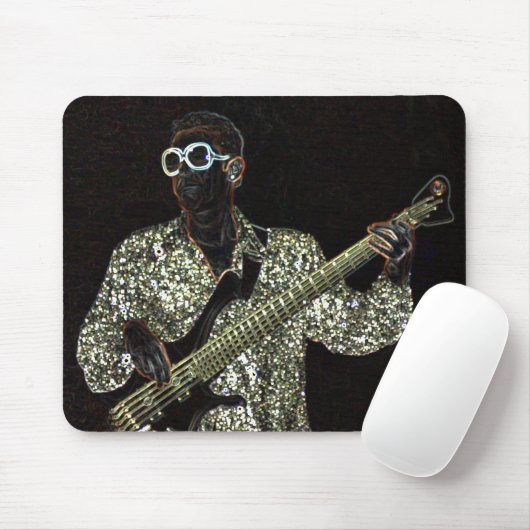 bass guitar - muziekman klinkt mousepad muismat (Met muis)