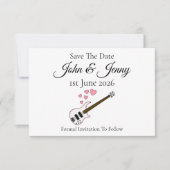 Bass Guitar Muzikant Wedding Save The Date (Voorkant)