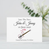 Bass Guitar Muzikant Wedding Save The Date (Staand voorkant)