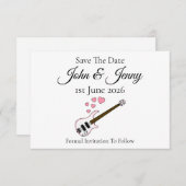Bass Guitar Muzikant Wedding Save The Date (Voorkant / Achterkant)