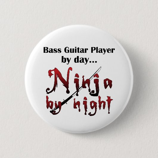 Bass Guitar Ninja Ronde Button 5,7 Cm (Voorkant)