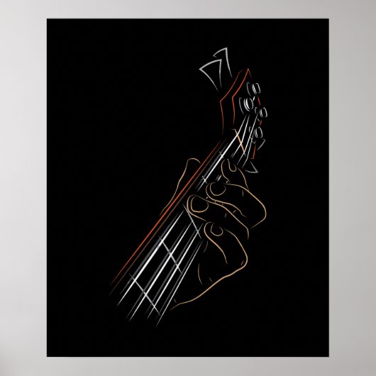 Bass Guitar Player Music Guitarist Musician Rock Poster (Voorkant)