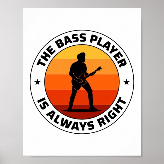 Bass Guitar Player Music Musician Bassistent Retro Poster (Voorkant)