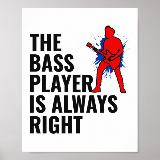 Bass Guitar Player Music Musician Bassistent Retro Poster (Voorkant)
