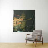 Bass guitar player wandkleed (In Situ (horizontaal))