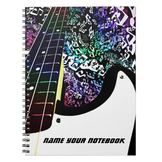 Bass Guitar Rainbow-Muzieknoten notebook Notitieboek (Voorkant)