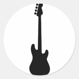 Bass Guitar Silhouette, muziekinstrument Ronde Sticker