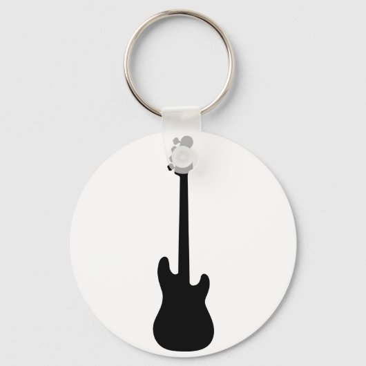 Bass Guitar Silhouette, muziekinstrument Sleutelhanger (Voorkant)