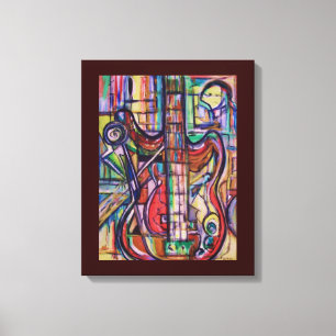 Bass Guitar Stretched Canvas Afdrukken door ValAri