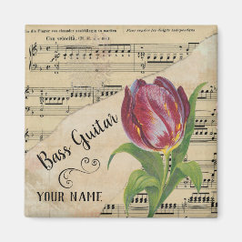Bass Guitar Tulip  Sheet Music Gepersonaliseerd Magneet