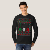Bass Guitar Ugly KerstSweater Guitar Player X T-shirt (Voorkant volledig)