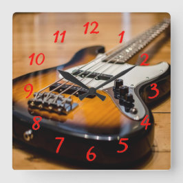 Bass Guitar Vierkante Klok