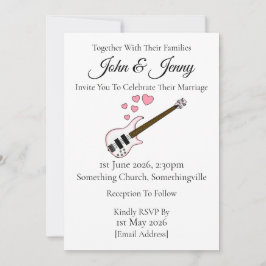 Bass Guitar Wedding Invitation Bassist Muzikanten Kaart