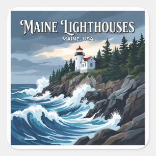 Bass Harbor Head Light Tremont Maine Aandenken Vierkante Sticker