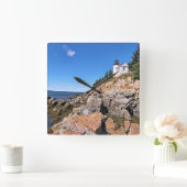 Bass Harbour Head Lighthouder, Maine Wall Clock Vierkante Klok (Huis)