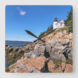 Bass Harbour Head Lighthouder, Maine Wall Clock Vierkante Klok