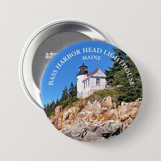 Bass Harbour Head Lighthouse Maine Large Button Pi (Voorkant /achterkant)