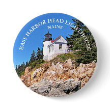 Bass Harbour Head Lighthouse Maine Large Button Pi