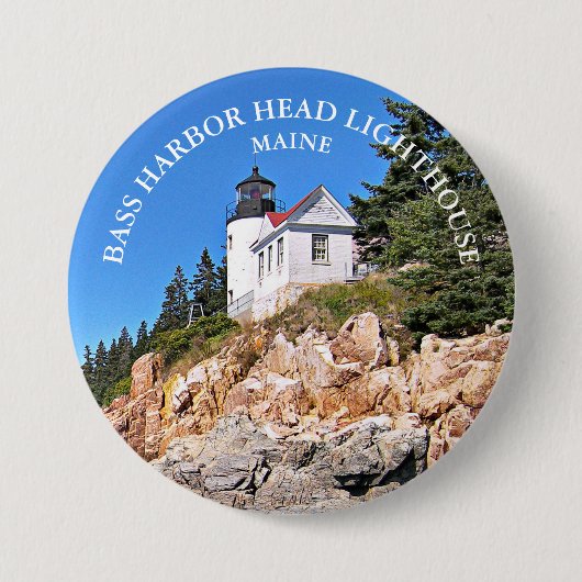 Bass Harbour Head Lighthouse Maine Large Button Pi (Voorkant)