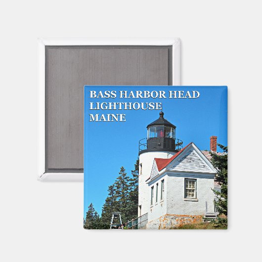 Bass Harbour Head Lighthouse, Maine Square Magnet (Voorkant / Achterkant)