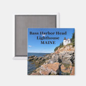 Bass Harbour Head Lighthouse, Maine Square Magnet (Voorkant / Achterkant)