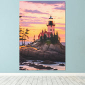 Bass Harbour Head Lighthouse Sunrise Canvas Afdruk (Insitu (Houten vloer))