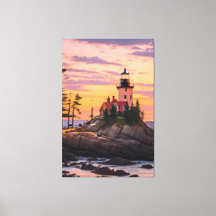 Bass Harbour Head Lighthouse Sunrise Canvas Afdruk
