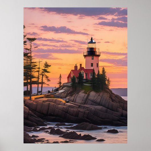 Bass Harbour Head Lighthouse Sunrise Poster (Voorkant)