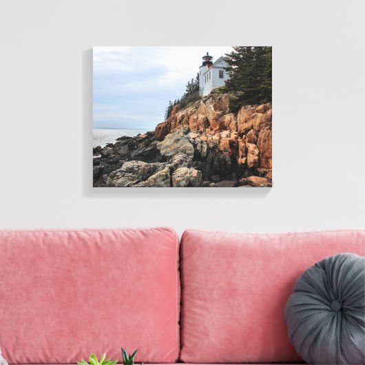 Bass Harbour Head vuurtoren, Maine Canvas Print (Insitu (Woonkamer))