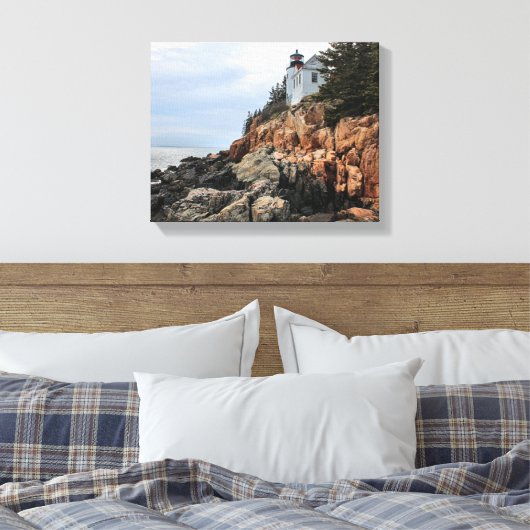Bass Harbour Head vuurtoren, Maine Canvas Print (Insitu (Slaapkamer))