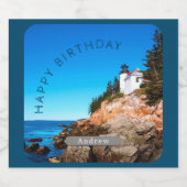 Bass Harbour Lighthouse Birthday Acadia NP Bier Etiket (Enkel label)