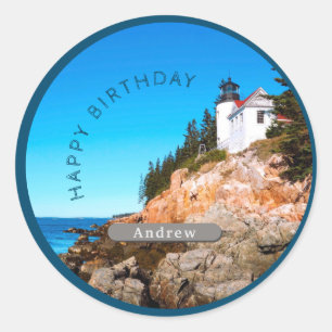 Bass Harbour Lighthouse Birthday Acadia NP Ronde Sticker