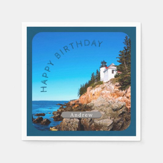Bass Harbour Lighthouse Birthday Acadia NP Servet (Voorkant)