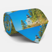 Bass Harbour Lighthouse Mount Desert Island Maine Stropdas (Opgerold)