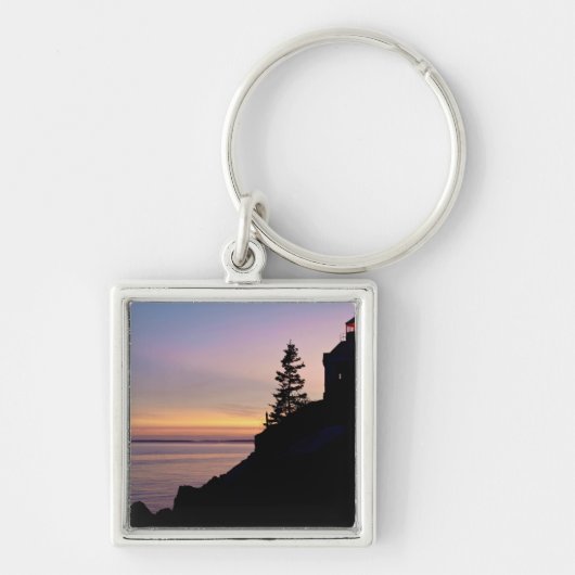 Bass Harbour-vuurtoren op Mt. Desert Island Sleutelhanger (Voorkant)