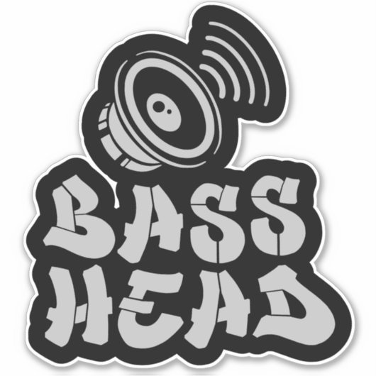 BASS HEAD black/grey Sticker (Voorkant)