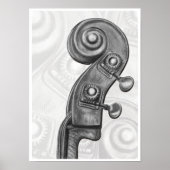 Bass Headstock in Charcoal Music Art Print (Voorkant)