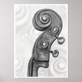 Bass Headstock in Charcoal Music Art Print