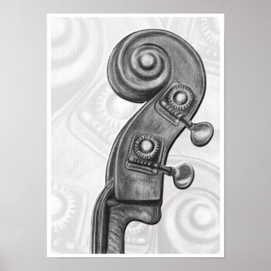 Bass Headstock in Charcoal Music Art Print (Voorkant)