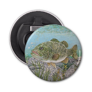 Bass het op naar beneden button flesopener