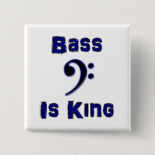 Bass is King Vierkante Button 5,1 Cm (Voorkant)