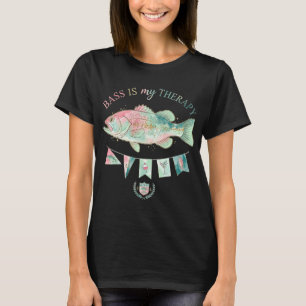 Bass Is Mijn Therapie Meisjesachtig Vissen Roze Te T-shirt