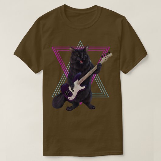 Bass kitty cat speelt gitaarrots en r t-shirt (Design voorkant)