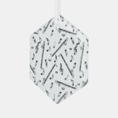 Bass klarinet muzieknoot patroon glas ornament (Voorkant links)