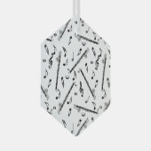 Bass klarinet muzieknoot patroon glas ornament (Voorkant Rechts)