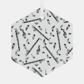 Bass klarinet muzieknoot patroon glas ornament (Achterkant)